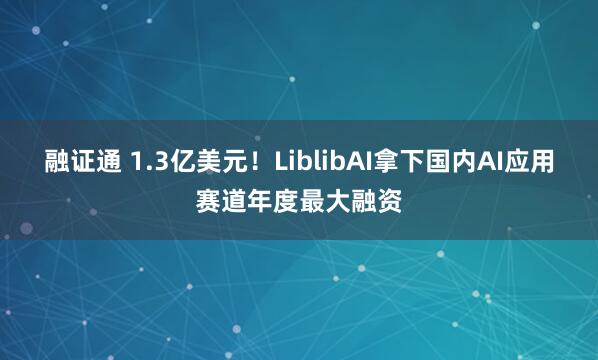 融证通 1.3亿美元！LiblibAI拿下国内AI应用赛道年度最大融资